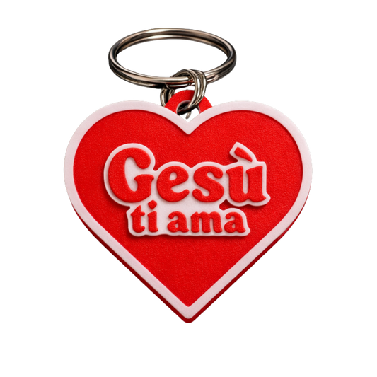 Portachiavi "Gesù ti ama" — Cuore Rosso 3D