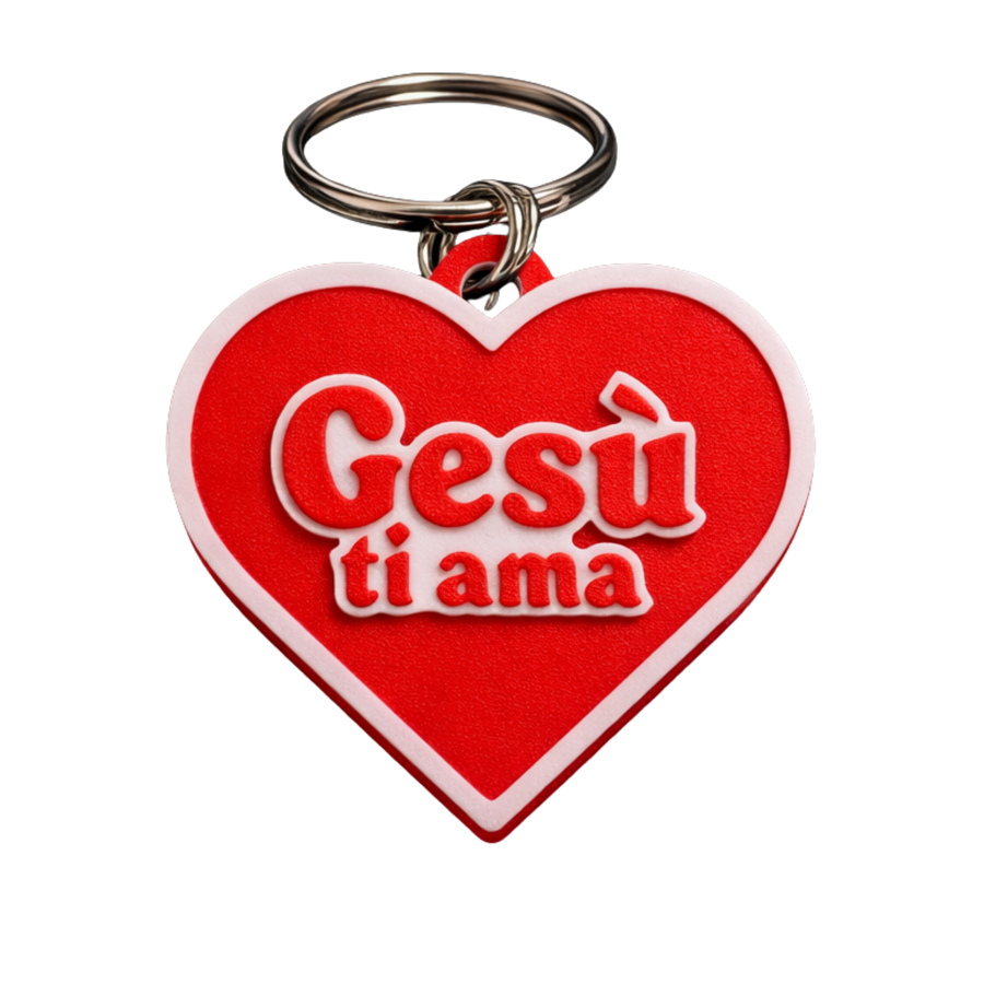 Portachiavi "Gesù ti ama" — Cuore Rosso 3D